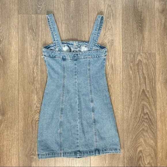 Urban Outfitters BDG Denim Mini Dress Snap Button Light wash Blue western XS - Picture 13 of 16